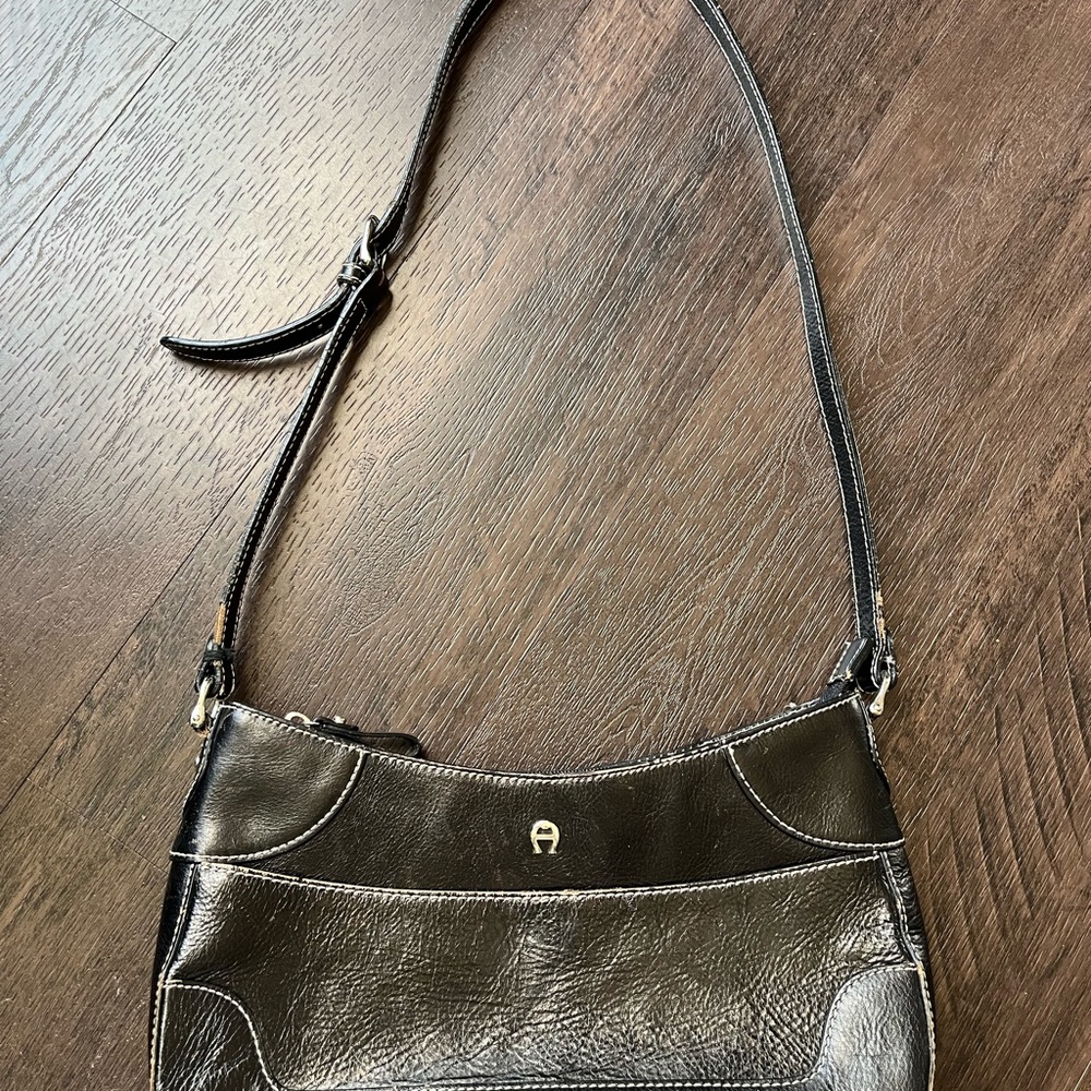 Etienne Aigner Black Leather Shoulder Bag